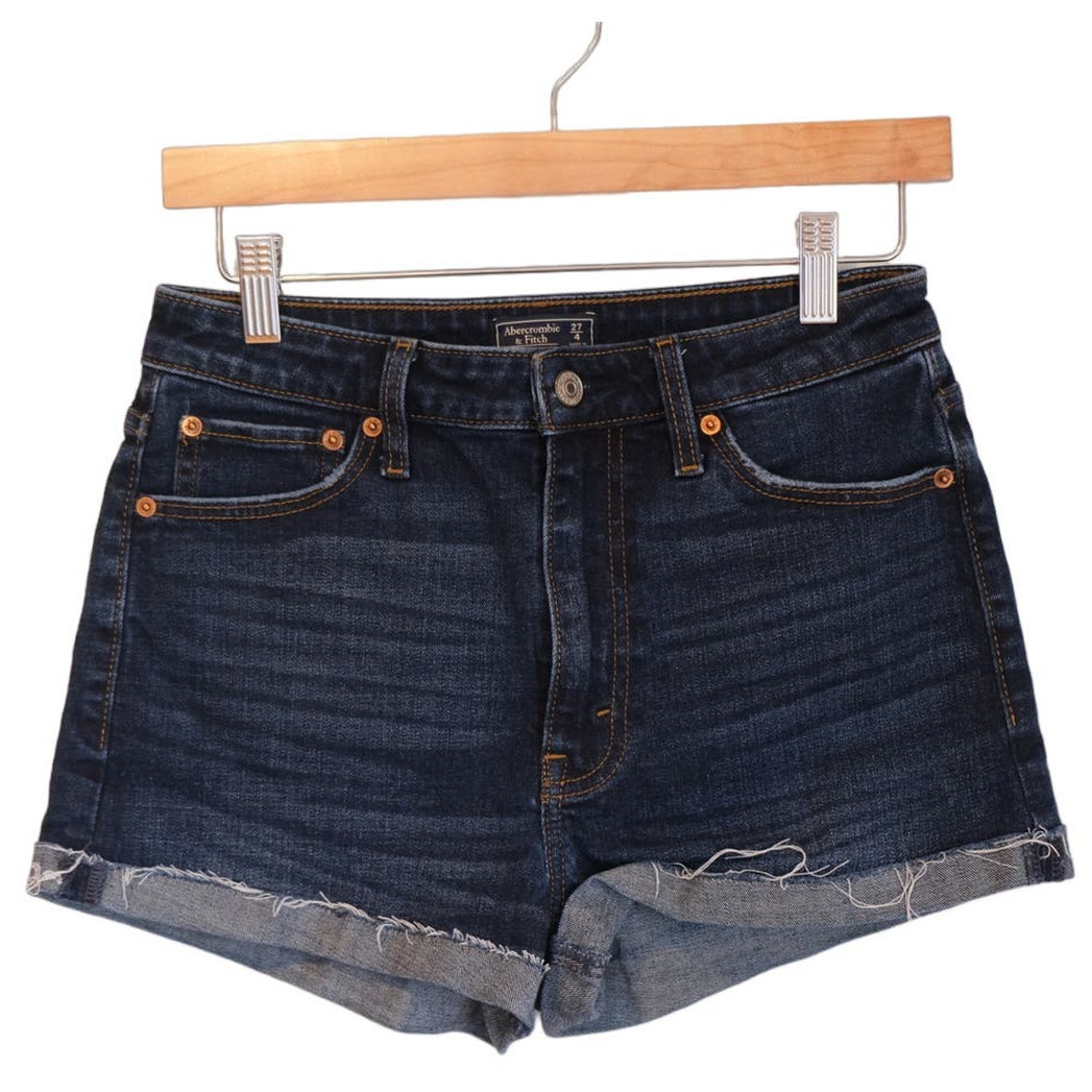 Abercrombie & Fitch High Rise Short Blue Denim Dark Wash Jean Shorts Size 27 / 4